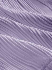 SHEIN MOD 素色紋理質感抹胸短款上衣 - 紫丁香色 - 查看 3