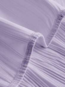 SHEIN MOD 素色紋理質感抹胸短款上衣 - 紫丁香色 - 查看 4