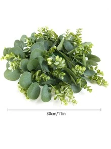 1pc Plastic Artificial Flower Hoop Wreath, Green Artificial Hanging Wall Hoop Wreath For Decoration
