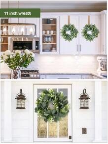 1pc Plastic Artificial Flower Hoop Wreath, Green Artificial Hanging Wall Hoop Wreath For Decoration