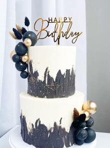 1 pieza Decoración de pasteles de plástico pastel letra dorada para de cumpleaños - Dorado - Ver 2