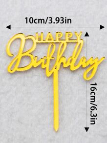1 pieza Decoración de pasteles de plástico pastel letra dorada para de cumpleaños - Dorado - Ver 5