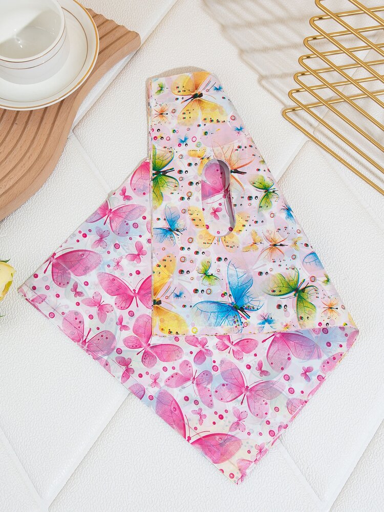 10pcs Floral Pattern Gift Bag, Double Sided Modern PVC Portable Gift Packaging Bag For Party - Multicolor - View 3