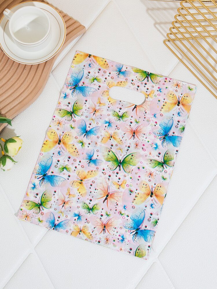 10pcs Floral Pattern Gift Bag, Double Sided Modern PVC Portable Gift Packaging Bag For Party - Multicolor - View 4