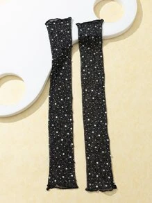 Rhinestone Decor Arm Sleeves - Black - View 2