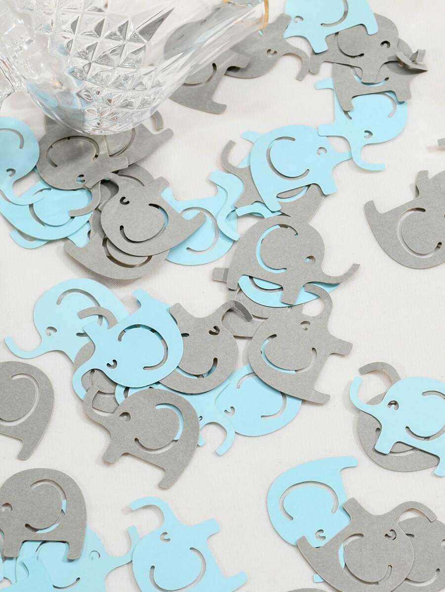 100入組/套卡通大象形狀鏤空細節紙巾紙屑適用於可愛裝飾用品 - 彩色 - 查看 1