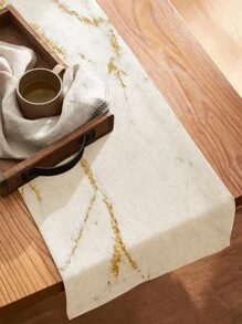 1pc Polyester Table Runner, Nordic Marble Pattern Kitchen Table Runner For Dining Table - Multicolor - View 1