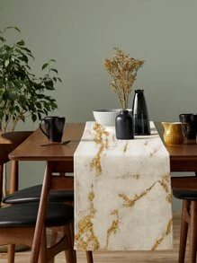 1pc Polyester Table Runner, Nordic Marble Pattern Kitchen Table Runner For Dining Table - Multicolor - View 5