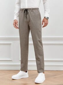 GENTILAND Men Plaid Drawstring Waist Pants - Multicolor - View 3