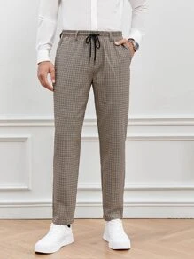 GENTILAND Men Plaid Drawstring Waist Pants - Multicolor - View 4