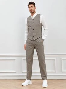 GENTILAND Men Plaid Drawstring Waist Pants - Multicolor - View 5