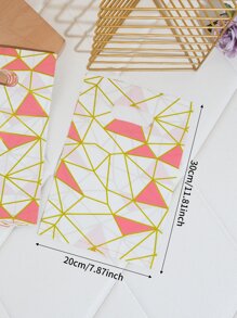 50pcs 30x20cm Plastic Gift Bag, Minimalist Geometric Pattern Reusable Gift Bag For Gift Wrapping - Multicolor - View 2