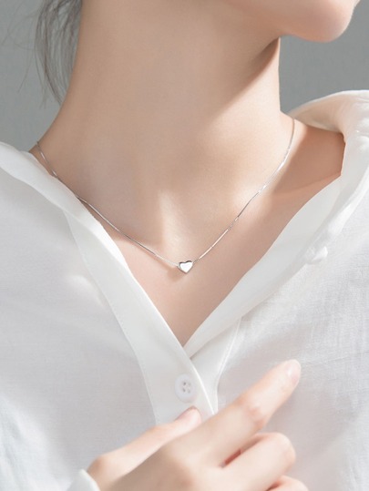 愛心裝飾銀項鍊