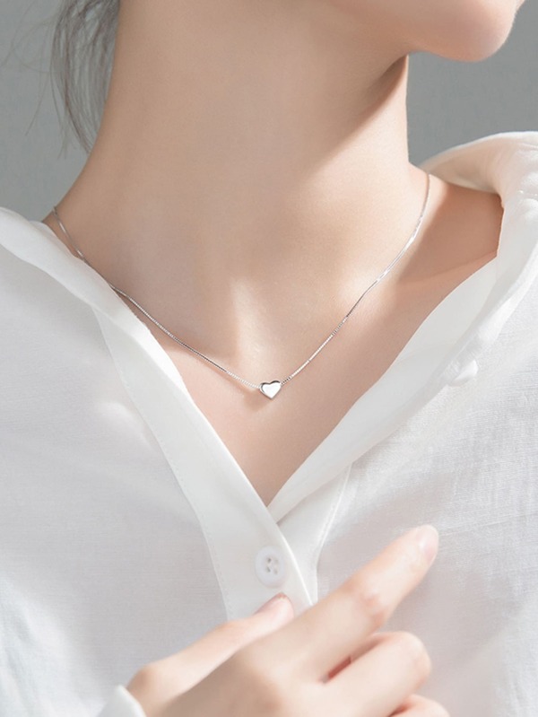 愛心裝飾銀項鍊