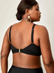 unicolor tejido de canalé Cami Top bikini