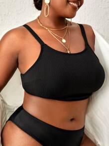 unicolor tejido de canalé Cami Top bikini