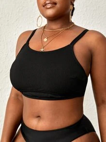 unicolor tejido de canalé Cami Top bikini