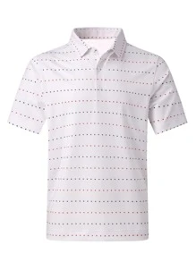NITAGUT 男士休闲运动圆点印花短袖 Polo 衫 - 白色 - 查看 2