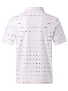 NITAGUT 男士休闲运动圆点印花短袖 Polo 衫 - 白色 - 查看 3