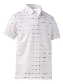 NITAGUT 男士休闲运动圆点印花短袖 Polo 衫 - 白色 - 查看 5