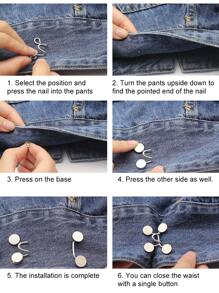 2入組牛仔褲腰部收縮扣調整牛仔褲尺寸方便工具可調節黃銅扣減肥期小工具 - 銅色 - 查看 6