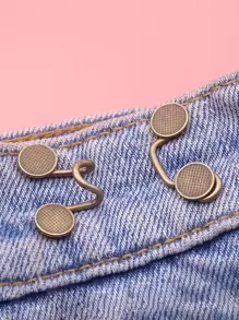 2入組牛仔褲腰部收縮扣調整牛仔褲尺寸方便工具可調節黃銅扣減肥期小工具 - 銅色 - 查看 1