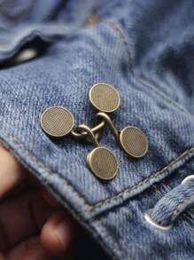 2入組牛仔褲腰部收縮扣調整牛仔褲尺寸方便工具可調節黃銅扣減肥期小工具 - 銅色 - 查看 2