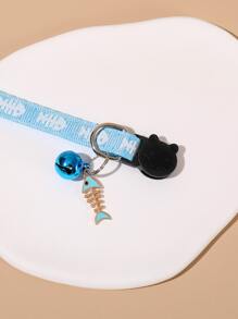 鱼骨吊坠宠物项圈，带扣装饰猫项圈 - 淺藍色 - 查看 3