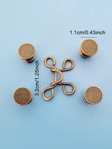 2入組牛仔褲腰部收縮扣調整牛仔褲尺寸方便工具可調節黃銅扣減肥期小工具 - 銅色 - 查看 4