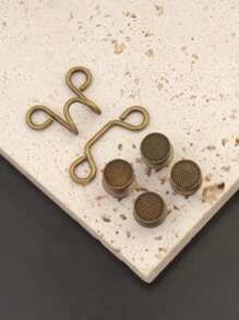 2入組牛仔褲腰部收縮扣調整牛仔褲尺寸方便工具可調節黃銅扣減肥期小工具 - 銅色 - 查看 5