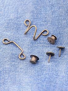 2入組牛仔褲腰部收縮扣調整牛仔褲尺寸方便工具可調節黃銅扣減肥期小工具 - 銅色 - 查看 9