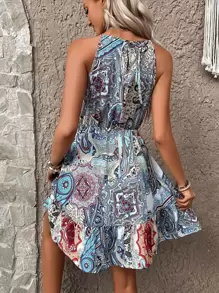 Breezaya 佩斯利印花繞頸連衣裙 - 彩色 - 查看 2