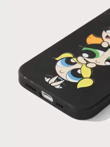 The Powerpuff Girls | ROMWE Cartoon Graphic Phone Case - Black - View 3