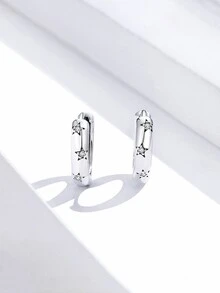 ESBERRY 一对复古星形耳环，女士S925纯银白色优雅首饰，适合日常佩戴，是馈赠佳品。