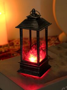 1pc ABS LED Decoration Lantern, Modern Fireplace Design Decorative Candle Lantern For Home - Red - View 2