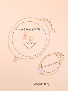 1pc Butterfly Print Dial Quartz Watch & 4pcs Jewelry Set - Pink - View 4