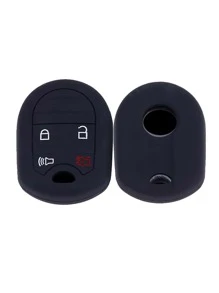 1入組矽膠車鑰匙殼兼容福特,鑰匙表袋用鏈條或絲帶連接到馬甲懷錶套 - 黑色 - 查看 4