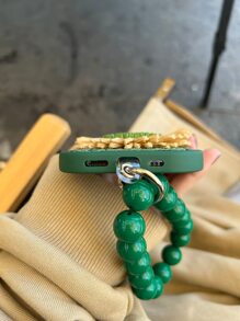 花朵裝飾手機殼附帶繩子 - 墨綠色 - 查看 5
