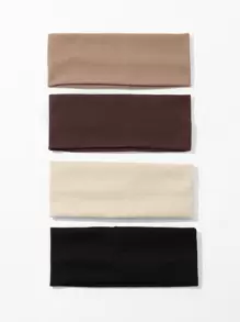 1/3/4 piezas Diademas deportivas versátiles y minimalistas de unicolor, accesorios para el cabello de otoño e invierno para mujer, pañuelos elegantes, bandanas suaves para vacaciones - Multicolor - Ver 2