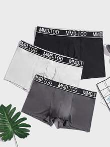 Men 3pcs Letter Graphic Boxer Brief - Multicolor - View 1