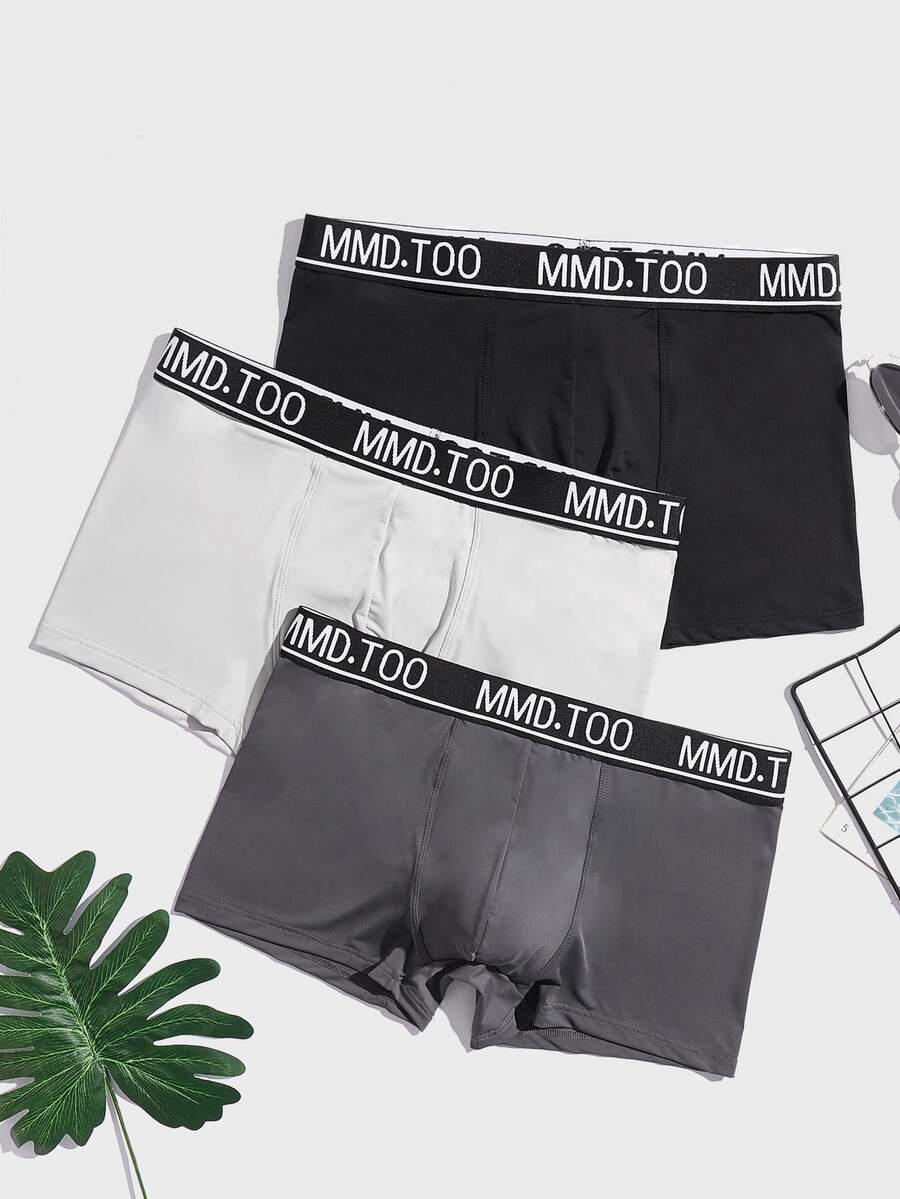 Men 3pcs Letter Graphic Boxer Brief - Multicolor - View 1
