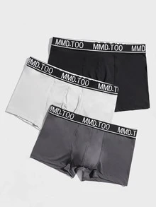 Men 3pcs Letter Graphic Boxer Brief - Multicolor - View 3