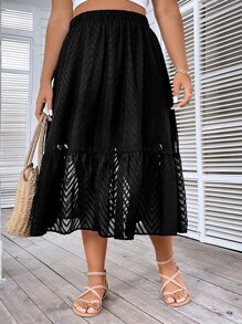 Breezaya Falda de lunares bajo con fruncido - Negro - Ver 2