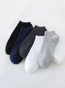 Hombres 5 pares Calcetines tobilleros unicolor - Multicolor - Ver 1