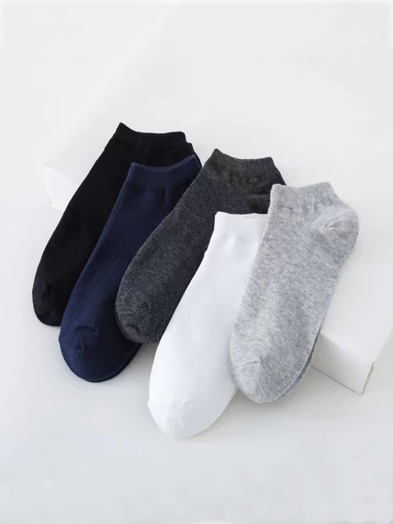 Hombres 5 pares Calcetines tobilleros unicolor - Multicolor - Ver 1