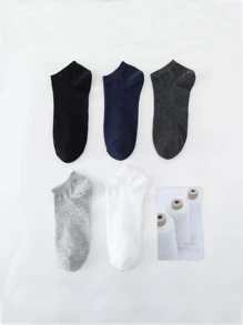 Hombres 5 pares Calcetines tobilleros unicolor - Multicolor - Ver 2