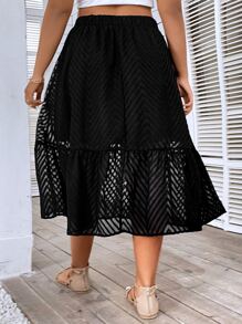 Breezaya Falda de lunares bajo con fruncido - Negro - Ver 3