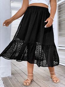 Breezaya Falda de lunares bajo con fruncido - Negro - Ver 4