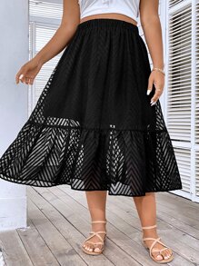 Breezaya Falda de lunares bajo con fruncido - Negro - Ver 5