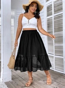 Breezaya Falda de lunares bajo con fruncido - Negro - Ver 7